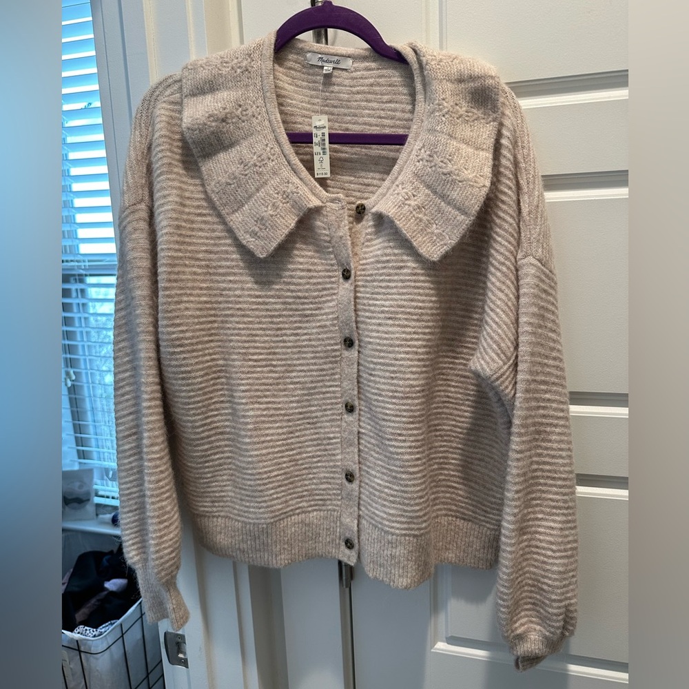 Madewell Beige Striped Cardigan